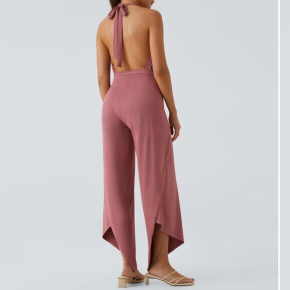 Halara High Waisted Tie Front Split Hem Palazzo Wide Leg Flowy PANT XS NWOT - Picture 14 of 16